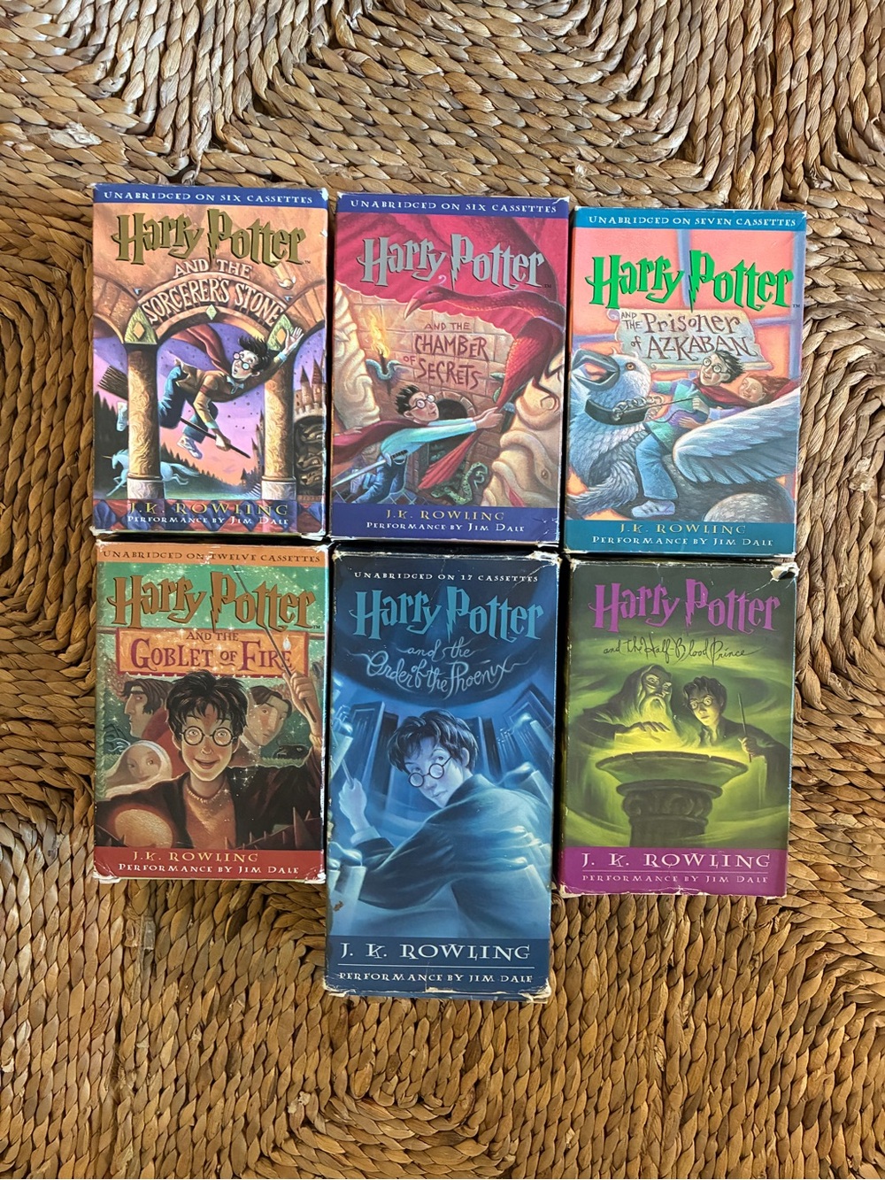 Harry Potter unabridged cassette tapes 1-6 narrated by Jim Dale